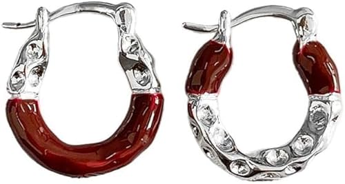 XFSRG Ohrringe Silber 925 Creolen mit Roten Akzenten Eleganter Schmuck für Frauen Perfekt für Festival und Alltag