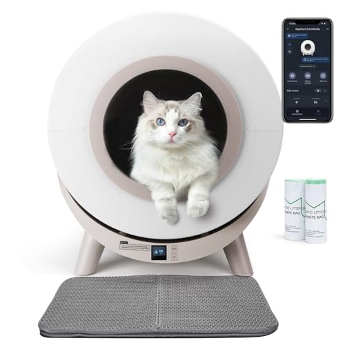 Nobleza Selbstreinigende Katzentoilette Katzentoilette Katzenklo Geschlossen XXL Elektrisches Katzenklo mit Sieb 80L App-Steuerung für Mehrere Katzen mit Zwei Rollen Müllbeutel und Katzenstreumatte