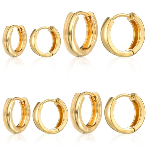 8 Stück Mini Creolen Gold Wasserfeste Ohrringe Damenohrringe Glamorous Rund Metallohrringe Mini Wasserfeste Ohrring Spirit für Damen Mehrere Piercings Trendiger Schmuck