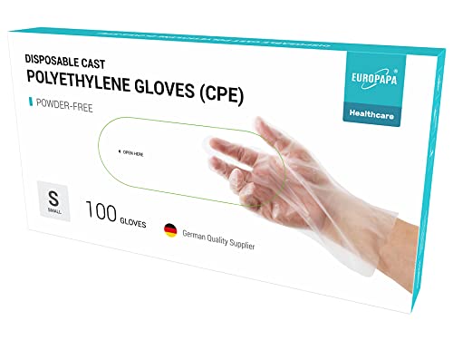 EUROPAPA 100 200 300 450 Vorteilspack CPE transparenz Einweghandschuhe in Box Einmalhandschuhe latexfrei Gummihandschuhe puderfrei Handschuhe in Gr. S M L XL 100 S