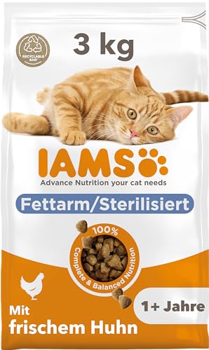 IAMS Sterilised Katzenfutter trocken mit Huhn - Trockenfutter für sterilisierte kastrierte Katzen ab 1 Jahr 3 kg