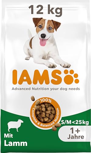 IAMS Hundefutter trocken mit Lamm - Trockenfutter für erwachsene Hunde ab 1 Jahr geeignet für kleine mittelgroße Hunde 12 kg