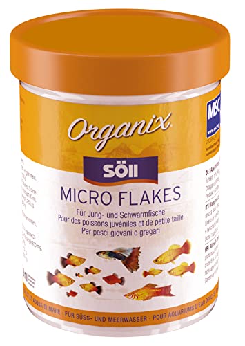 Söll 81931 Organix Micro Flakes 130 ml - Feine Hauptfutter-Fischflocken für Jungfische und Schwarmfische Proteine und Vitamine für eine natürliche Ernährung im Aquarium