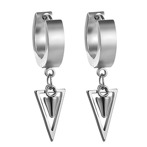 JewelryWe Schmuck Damen Herren Creolen Ohrringe Edelstahl Geometrisches Dreieck Huggie Kreolen Ohrstecker Ohrhänger Silber