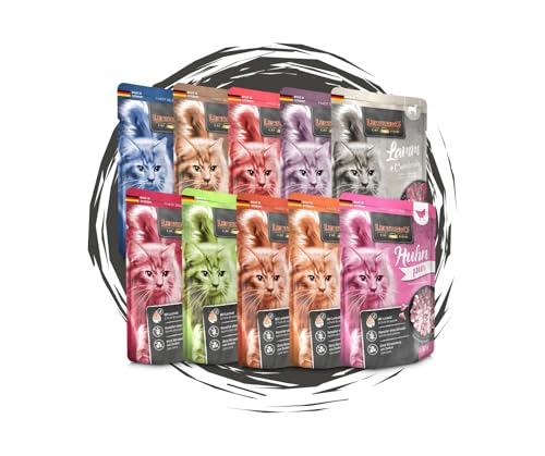 Leonardo - Katze Nassfutter - Frischebeutel Bigpack Bundle - Mix 1 garantiert 10 Sorten Büffel Fleischmenü Kalb Kaninchen Lamm Rind Wild Fasan Ente und Huhn - 24x85g