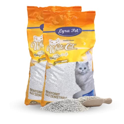 Lyra Pet 30 Liter White Cat Babypuder Feines 350% Saugkraft Naturprodukt Bentonit Stark Klumpend Saubere Wohnung Neutralisiert Gerüche Staubarm
