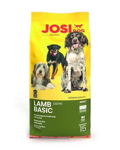 JosiDog Lamb Basic 1 x 15 kg Hundefutter mit schmackhaftem Lamm Premium Trockenfutter für ausgewachsene Hunde Powered by JOSERA