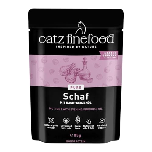 catz finefood Purrrr Schaf Monoprotein Katzenfutter nass N 113 für ernährungssensible Katzen 70% Fleischanteil 16 x 85 g Beutel