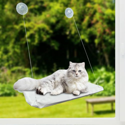 Crihovy Katzen Fensterliege Hängematte Katze Katzenhängematte Katzenbett Fensterbank Katzenliege Fenster Fensterbankliege Fensterplätze Fensterplatz mit starkem Saugnapf für Katzen Bis 18kg