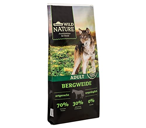 Dehner Wild Nature Hundetrockenfutter Bergweide Premium Trockenfutter getreidefreies Hundefutter mit Pferd für ausgewachsene Hunde hoher Fleischgehalt für sensible Hunde Adult 12 kg