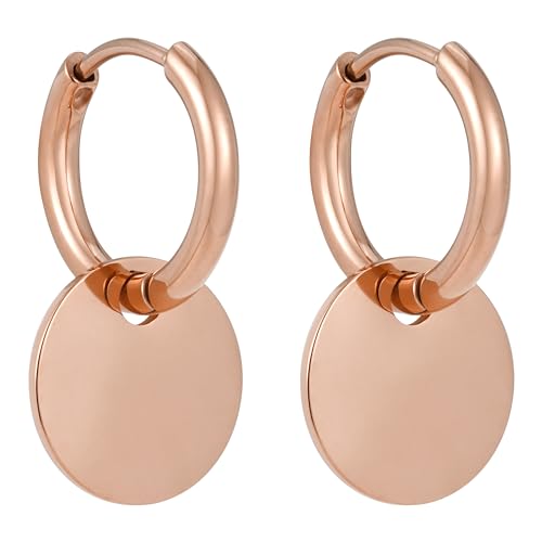 BONNYBIRD Anhänger Rosegold Boho Edelstahl Plättchen Klein Hängend Frauen Wasserfest Schmuck Goldschmuck Hypoallergen Chirurgenstahl Nickelfrei Sommer
