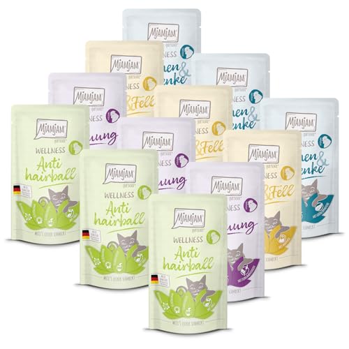MjAMjAM Premium Nassfutter für Katzen - Wellness Wohlfühlpaket Huhn 12er Pack 12 x 125g getreidefrei mit extra Fleisch