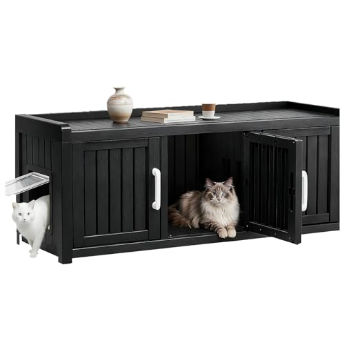 Katzenklo Schrank Schrank für 2 Katzentoiletten Katzenschrank Aus Harz Mit Krallen Und Dekorativen Türen Beistelltisch Passt Auf Die Meisten Katzentoiletten