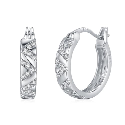 JFASHOP Damen Creolen Ohrringe 925 Sterling Silber Huggie Hoop Ohrringe Kleine Creolen Kreis Ohrringes für Damen Frauen