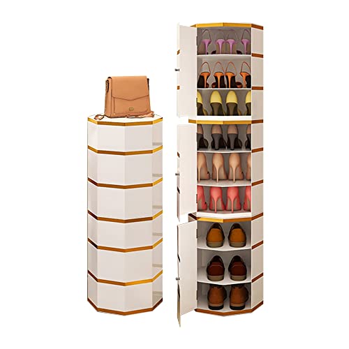 360 drehbares goldenes achteckiges Schuhregal moderne große drehbare Aufbewahrungslösung für Schrank und Eingang platzsparender Schuhständer 43 cm Höhe