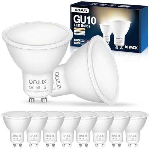 QOJUX GU10 LED Warmweiss Lampe 3.5W 593 Lumen Birne 2700K Warmweiß Spot GU10 Energiesparlampe 50W Halogenlampe ersetzt Abstrahlwinkel 120 Leuchtmittel Nicht Dimmbar 10 Stück