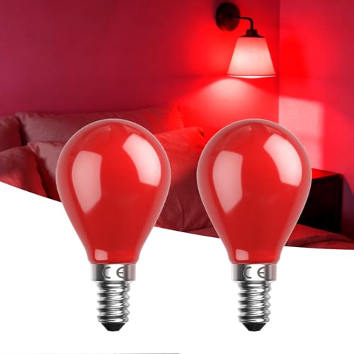 Bonlux E14 Rot Led Glühbirne 4w Rot Ballon Glühbirne E14 Rotelicht Farbige Glühbirne Roten Nachtlicht Fit für AC220-240v