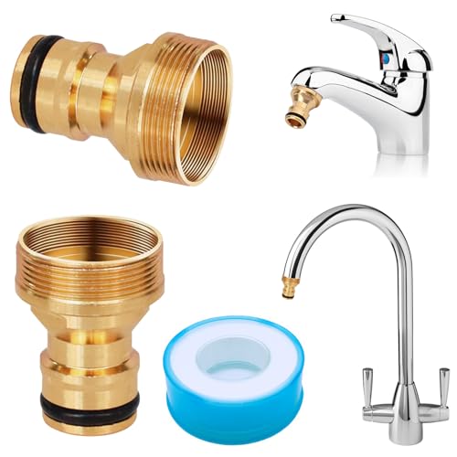 Satiskid 2 Stück Adapter Wasserhahn Gartenschlauch Gartenschlauch Schnellverbinder M22 Innengewinde M24 Außengewinde Hahnanschluss Universal Wasserhahn Adapter für Garten Küche