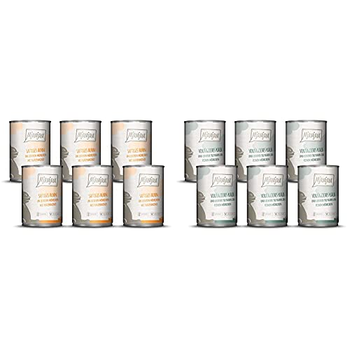 MjAMjAM - Premium Nassfutter für Katzen - saftiges Huhn an leckeren Möhrchen 6 x 400 g Premium Nassfutter für Katzen - vorzügliches Kalb Truthahn an leckeren Möhrchen 6 x 400 g