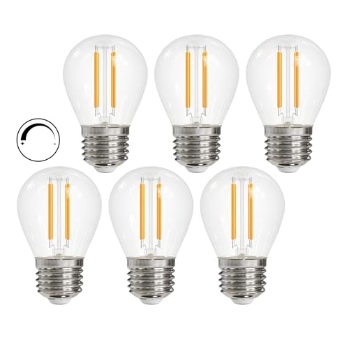 LUTW E27 LED Vintage Dimmbar G45 E27 LED Warmweiss 4W ersetzt 40 watt Klar 2700K 495LM LED Filament E27 Globe Lampe für Tischlampen Wandlampen Stehlampen 6 Stück