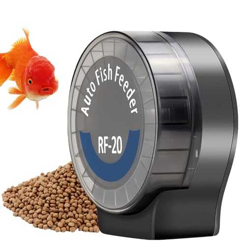 GOMETY Automatischer Futterautomat Fische Aquarium Futterautomat für Aquarium Batteriebetrieben Fischfutterspender mit Timer LCD-Anzeige Fischfutterautomat Fischtank für Pulver Pellets Granulate