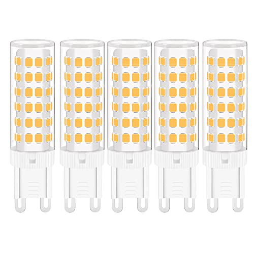 TIAFELNGLY G9 LED Warmweiß Lampen Leuchtmittel 360 Abstrahlwinkel Birne Sockel 7W Ersatz für 50W 60W 70W Halogenlampe AC 220-240V 5-er Pack