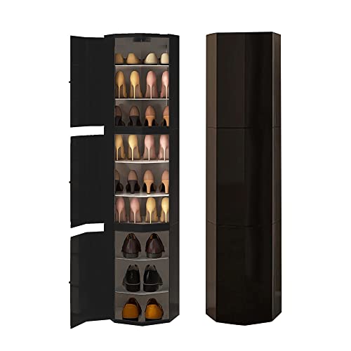 360 drehbarer Schuhregal Lazy Susan Schuh für Eingangsbereich Wohnzimmer und Flur platzsparender Kalbs-Schuhschrank erhältlich in 35 cm Schwarz mehrere Größen 45 86 127 169 210 cm