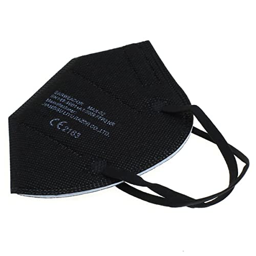 duuja 5 St. FFP2 Maske Schwarz 5-lagig Farbig Mund-Nasenschutz einzelverpackt Max-02B