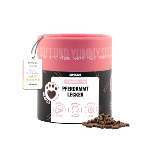 alphazoo Pferdammt Lecker 65g I Softe Leckerli Sticks Pferd für Katzen I Extra fleischig Getreidefrei Zuckerfrei I Natürliche Katzensnacks I Gesunde Katzenleckerlies zur Belohnung I Saftiger Snack