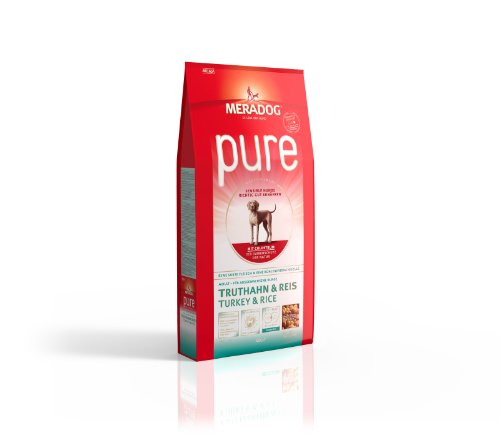 MERA PURE Adult Trockenfutter Hundefutter ohne glutenhaltige Zutaten fÃ¼r sensible Hunde mit Truthahn und Reis 12 5 Kg