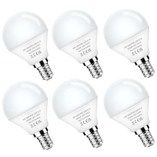 6 Stück E14 LED Warmweiss Lampe 5W Golf P45 G45 E14 Glühbirne Ersetzt 40 Watt G45 P45 Birne Warmweiß 3000K 430LM LED Beleuchtung Energiesparlampe nicht Dimmbar Leuchtmittel