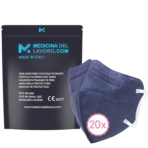 20 FFP2 KN95 Maske Blau CE Zertifiziert Kleine Größe Small Medizinische Mask mit 4 Lagige Masken ohne Ventil Staub- und Partikelschutzmaske Atemschutzmaske mit Hoher PFE Filtereffizienz 94 20 Stück