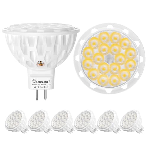 AGELCK Gu5.3 LED Lampen Neutralweiß 4000K MR16 Glühbirne 5W ersetzt 50 Watt Halogen Nicht Dimmbar 12V LED Leuchtmittel Flimmerfrei Strahler Mit Abstrahlwinkel 36 Grad Spot 6 stück neues Upgrade