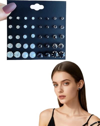 FUGLUS 20 Paar Perlen Ohrringe Set für Damen Mädchen Mode Kettenglied Creolen Ohrstecker Tropfen Ohrringe Boho Statement Acryl Hypoallergen Ohrringe Geburtstagsfeier Schmuck Geschenk B