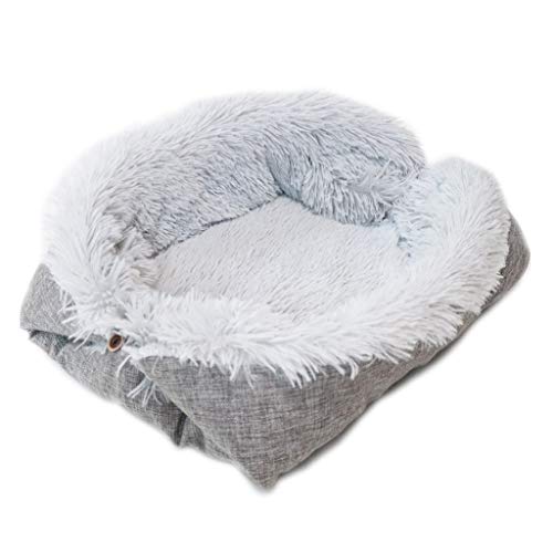 Watreketal Verbesserter Schlaf 2 in 1 für Katzenbett Sofa Langer Plüsch für Katzen Innenbereich Selbstwärmendes Geschenk Waschbare Sofabezug Hundehüttenmöbel