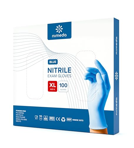 Kemes Nitrilhandschuhe Blau 100 Stück Latexfrei Puderfrei Einweghandschuhe blue Nitril Größe S M L XL XL