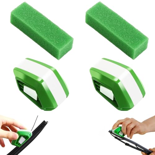 2 Stück Scheibenwischer Schneider inkl Schwamm Autoschwamm Scheibenwischer Abzieher mit Schwämme Reinigungstücher Universell Wischblattschneider für Auto-SUV