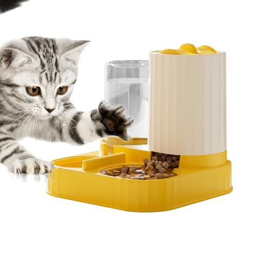 Eventerde Automatischer Futterautomat Großvolumiger Wasserspender Napf - Hunde Katzefutterautomat mit Wasserspender Für Kitten Und Kleine Katzen Für Drinnen Und Draussen