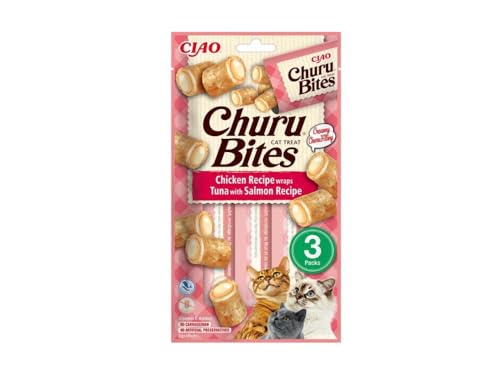 INABA Churu Bites 40% Hühnerfleisch 32% Thunfisch Katzenleckerlis Getreidefrei Zuckerfrei Keine Nebenerzeugnisse Perfekt zum Verstecken von Tablette 30g 1er Pack