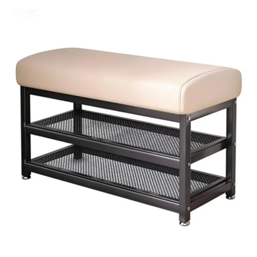 Natürliche große Schuhregal für den Eingangsbereich gepolsterter Sitz Flur Schuhe stilvolle Möbel für Schlafzimmer und Wohnzimmer multifunktionales Schuhregal