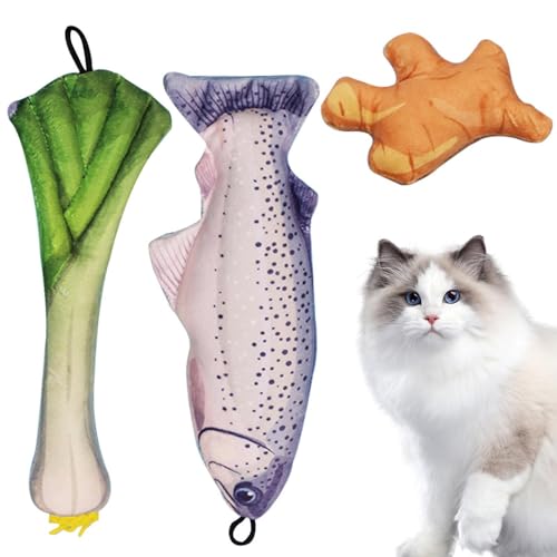 Katzenminze-Spielzeug für Katzen Katzenminze-Spielzeug Fisch-Kauspielzeug für Katzen Plüsch-Cartoon-Fischspielzeug bissfestes Kätzchen interaktives Spielzeug zum Spielen Kauen und Zähneputzen von