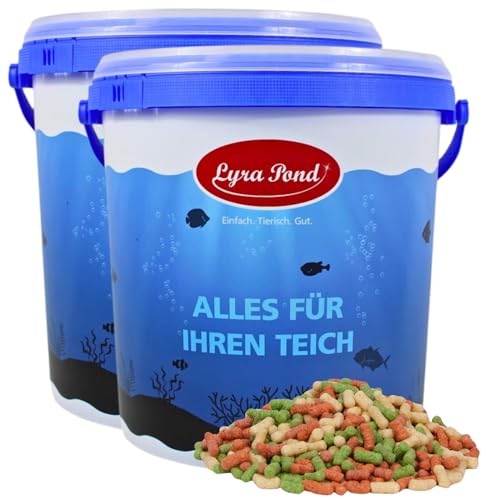 Lyra Pond 2 x 10 L Pond Colour Sticks Mix im Eimer Mehrfarbiges Fischfutter mit Spirulina Leicht verdauliches Teichfutter Kräftigt die Farben des Fisches Artgerechtes Futter für Teichfische