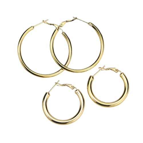 Trendy Hohle für Frauen kleine große runde Earing Stahl Schmuck Punk Rock Party Geschenk Practical Treatment