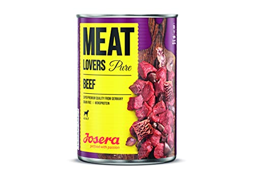 Josera Meat Lovers Pure Beef hoher Fleischanteil getreidefrei saftiges Rindfleisch leckere Brühe und Mineralstoffe Alleinfuttermittel 6x 400 g