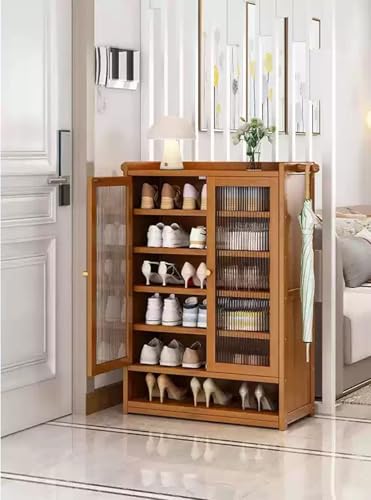 Schuhschrank aus Bambus für 1835 Paar weiß geschlossenes Schuhregal für Eingangsbereich Flur Schlafzimmer platzsparend Größe 60 x 32 x 95 cm