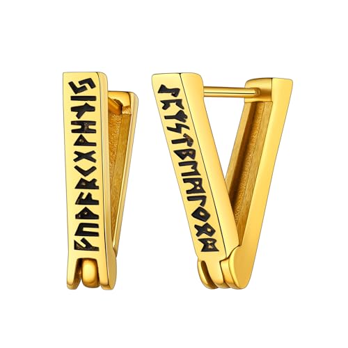 FaithHeart Wikinger Rune goldener Ohrstecker Wikinger Schmuck Steampunk Ohrschmuck für Männer