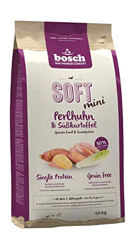 bosch HPC SOFT mini Perlhuhn Süßkartoffel halbfeuchtes Hundefutter für ausgewachsene Hunde kleiner Rassen Single Protein grain-free 1 x 1 kg