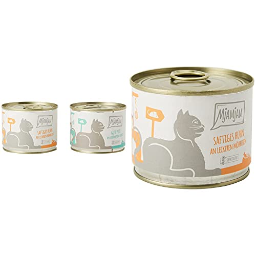MjAMjAM - Premium Nassfutter für Katzen - Monopaket 1 - mit Huhn und Pute 6er Pack 6 x 200 g getreidefrei mit extra viel Fleisch Premium Nassfutter für Katzen 6er Pack 6 x 200 g