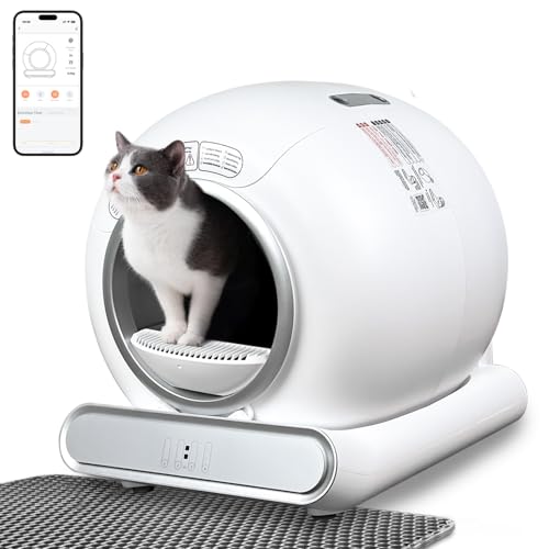 Selbstreinigende Katzentoilette Katzenklo Geschlossen XXL Elektrisches Katzenklo mit Sieb und Treppe Anti Pinch Self Cleaning Cat Litter Box Katzen Klo Automatisch für 2 Katzen Type4