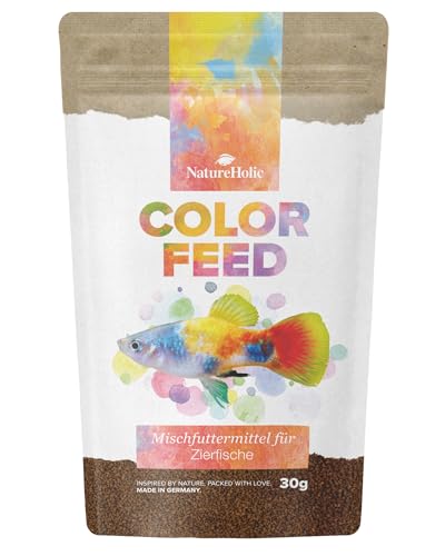 NatureHolic Color Feed Zierfischfutter Farbverstärkendes Granulat mit Astaxanthin Canthaxanthin Beta Carotin Mit Insekten Krill und pflanzlichen Zutaten Für leuchtende Farben und Vitale Fische